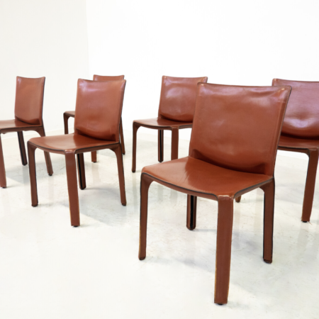 Mid-Century Modern Set of 6 Chairs Model CAB 412 by Mario Bellini for Casina, Italy, 1970s