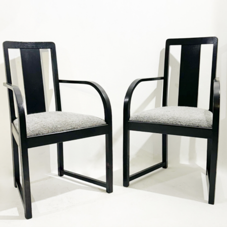 Pair of Wood and Fabric Armchairs, circa 1920