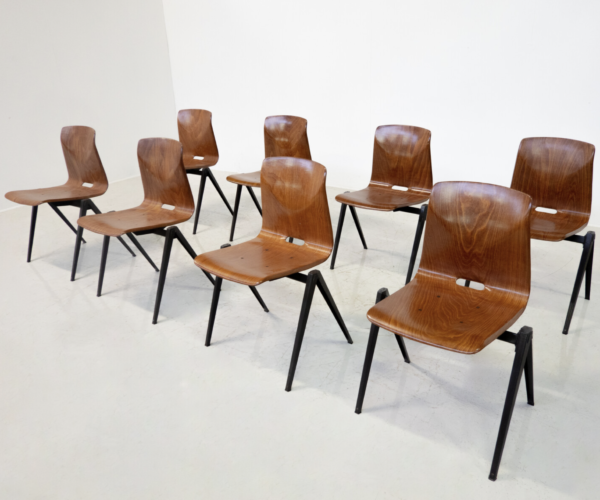 Mid-Century Modern Set of 8 Chairs Model s22 by Galvanitas, 1960s