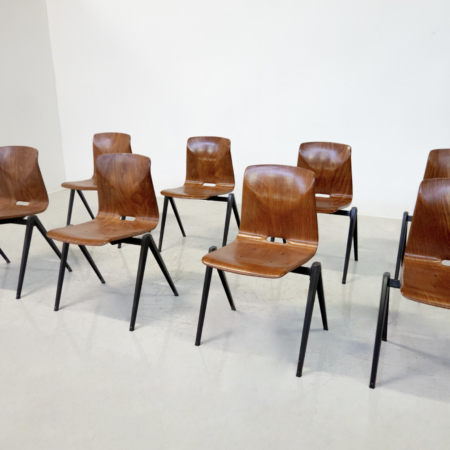 Mid-Century Modern Set of 8 Chairs Model s22 by Galvanitas, 1960s