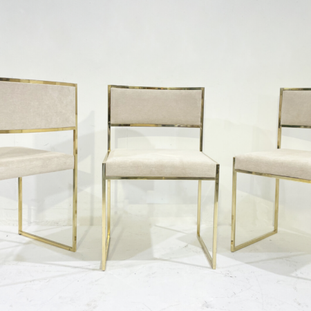 Mid-Century Modern Set of 6 Chairs, Willy Rizzo Style, Italy, 1970s