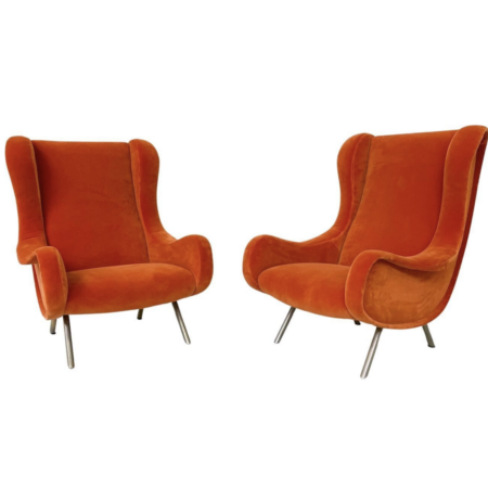 Mid-Century Modern Pair of Senior Armchairs by Marco Zanuso for Arlfex