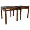 Mid-Century Modern Brown Leather and Wood Pair of Stools - Image 5