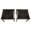 Mid-Century Modern Brown Leather and Wood Pair of Stools - Image 3