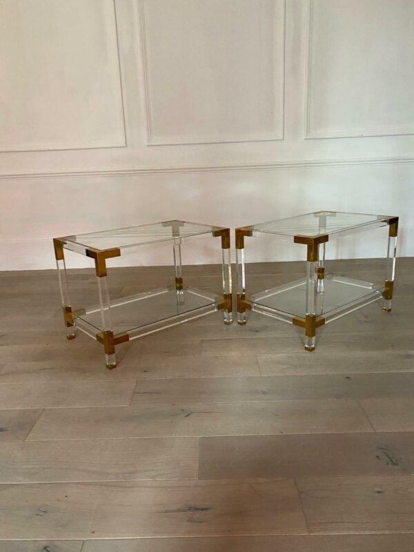 Pair of Plexi side tables, 1970s France
