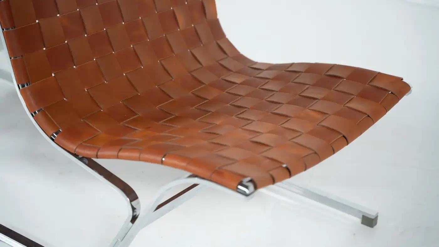 Mid-Century Pair of Lounge Chairs by Ross Littell for ICF, Cognac Leather, Italy, 1970s - Image 3