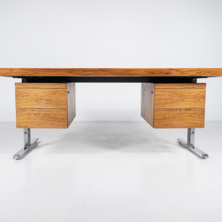 Mid-Century Modern Wooden and Chrome Desk, Italy, 1970s