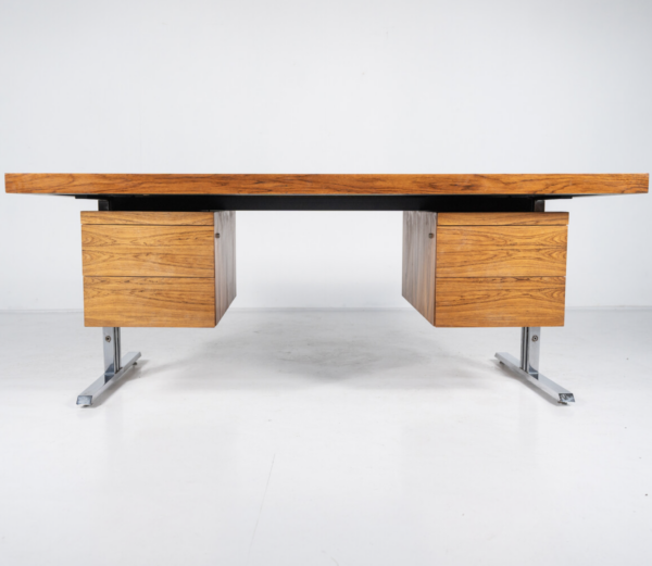 Mid-Century Modern Wooden and Chrome Desk, Italy, 1970s