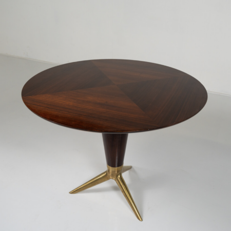 Mid-Century Modern Maple and Brass Round Gueridon by I.S.A Bergamo, 1950s