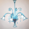Murano Blue Glass Chandelier - 5 Arms Of Light, 1940s - Image 3