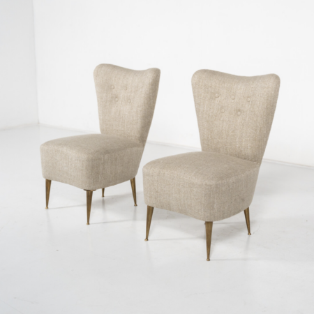 Mid-Century Modern Pair of Beige Italian Chairs, 1950s