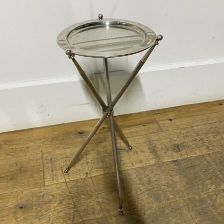 1960s French foldable Martini Side Table with Silver Plated Top