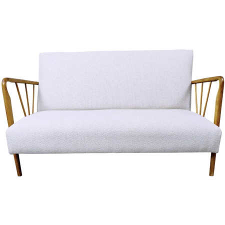 Mid-Century Modern Italian Sofa in Style of Paolo Buffa, White Fabric