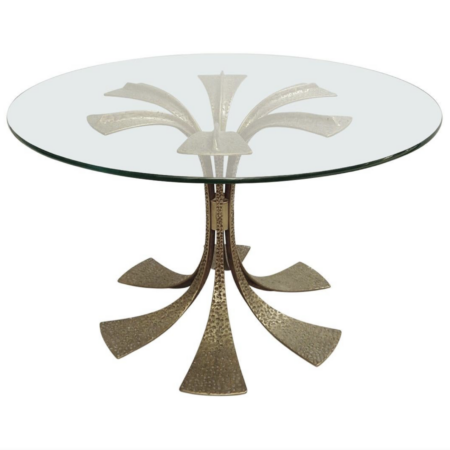 Hammered Brass Dining Table by Luciano Frigerio, 1980s