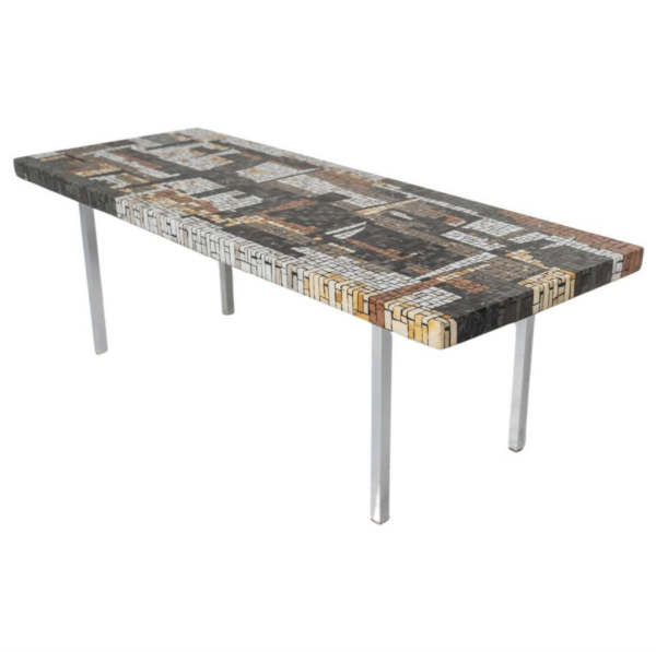 mid-century modern mosaic coffee table 1970s