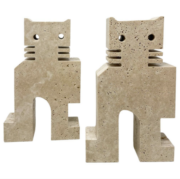 Mid-Century Modern Pair of Travertine Bookends by Fratelli Mannelli, Italy, 1970