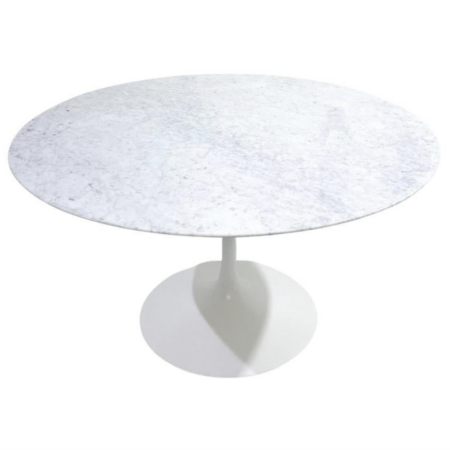 Mid-century Round White Marble Tulip Dining Table in the style of Eero Saarinen