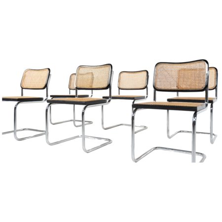 Mid-Century Modern Set of 6 Chairs , Marcel Breuer Style, Italy