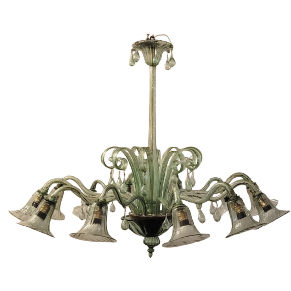 Large Murano Glass Chandelier, Green