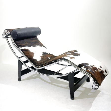Le Corbusier Lounge Chair LC4 ,Black Leather For Cassina, Italy, 2010