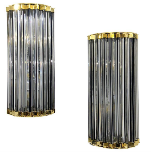 Mid-Century Modern Pair of Glass Wall Lights, 1970s