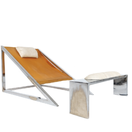 Mid-Century Modern 'Mies' Lounge Chair with Ottoman by Archizoom Associati, 1960s