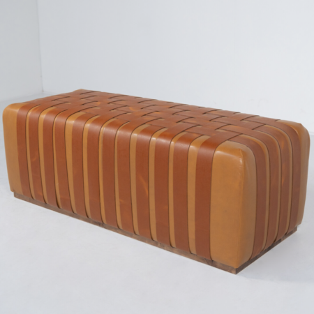 Mid-Century Modern Italian Cognac Leather Bench, 1980s