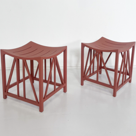 Pair of red Belgian Stools Model 'Toutankhamon'