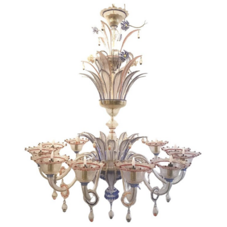 Murano Glass Chandelier With 12 Arms Of Light