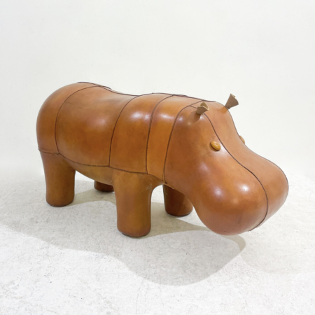 Leather Hippo Footstool by Dimitri Omersa, 1960s