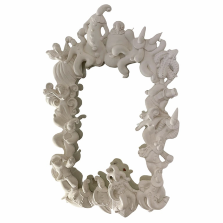 Plaster Mirror " Le Bal Masqué" by Jean Boggio, 1990s