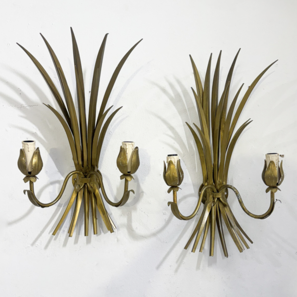 Pair of Wall Lights in Gold Iron