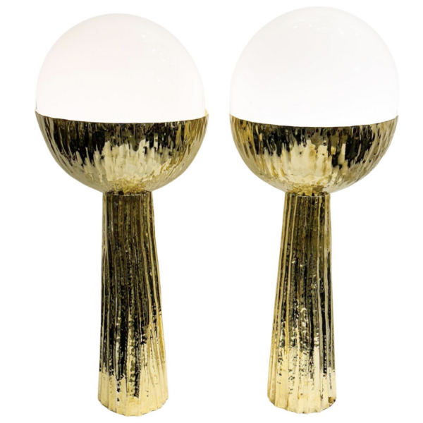 Contemporary Pair of Brass Table Lamps, Italy