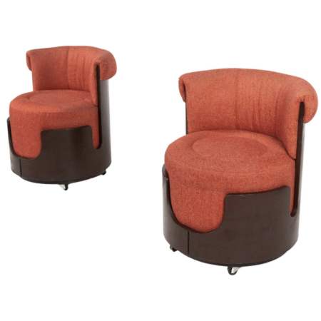 Mid-Century Modern Pair of Small Armchairs, Italy, Original fabric