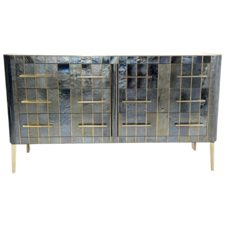 Custom Italian Chest of Drawers, Glass, Brass and Wood, 1950s