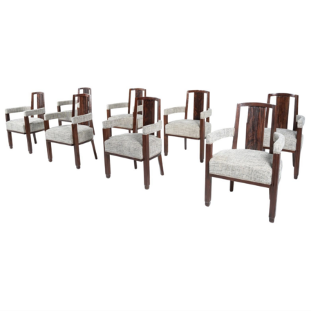 Set of 8 Armchairs, Art Deco Style - New Upholstery