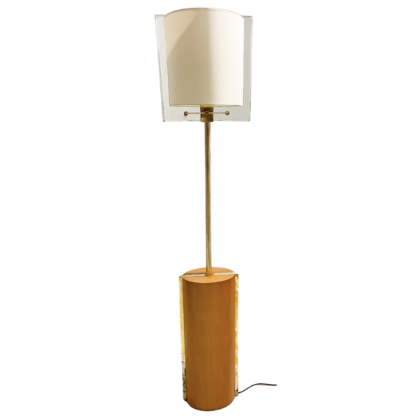 Fontana Arte floor lamp by Nathalie Grenon in glass and wood, Italy, 1990