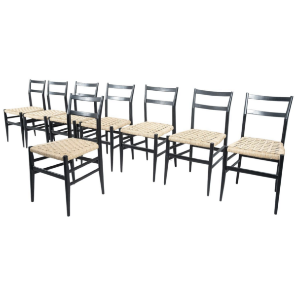 Mid-Century Modern Set of 8 leggera Chairs by Gio Ponti for Cassina, 1960s