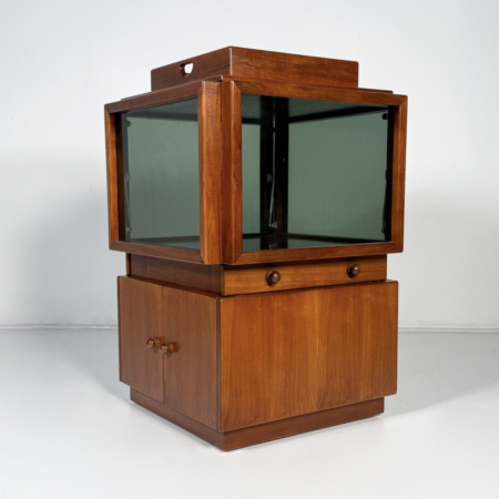 Mid-Century Wooden Bar Cabinet on wheels by Gianfranco Frattini for Bernini, 1970s