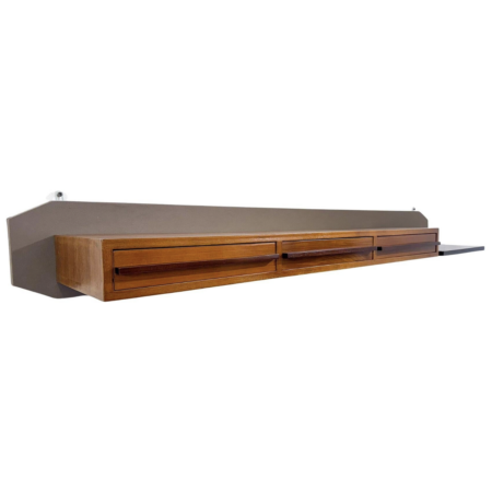 Mid-Century Modern Wooden Suspended Console, Teak, Italy, 1960s