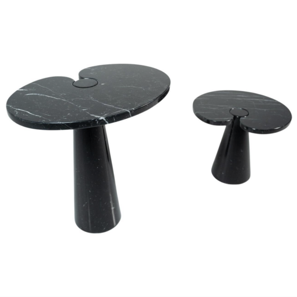 Set of 2 Black Marble Console Tables model ''Eros'' by Angelo Mangiarotti