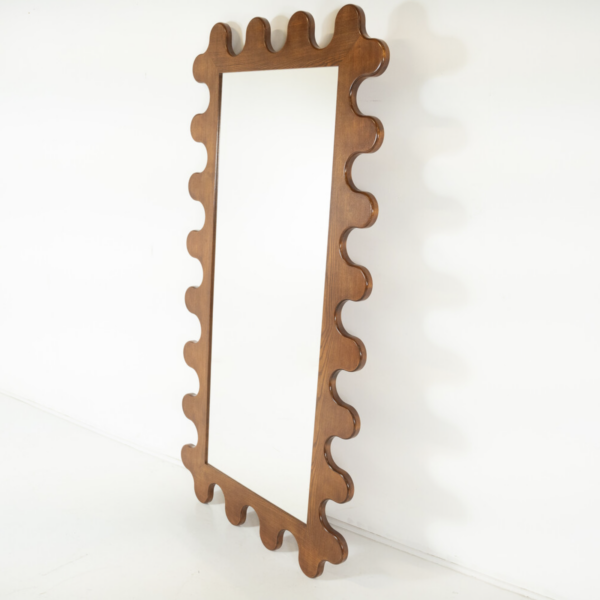 Contemporary Wave Mirror, Wood, Italy