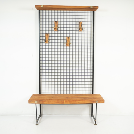 Mid-Century Entryway Bench with Coat Rack, Italy, 1960s