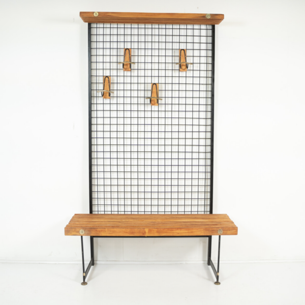 Mid-Century Entryway Bench with Coat Rack, Italy, 1960s