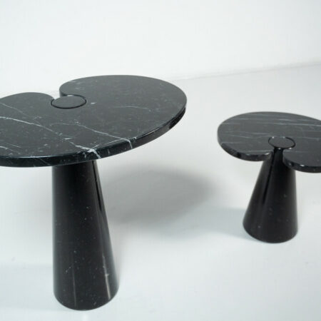 Set of 2 Black Marble Console Tables model ''Eros'' by Angelo Mangiarotti