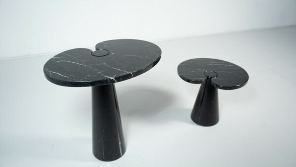 Set of 2 Black Marble Console Tables model ''Eros'' by Angelo Mangiarotti