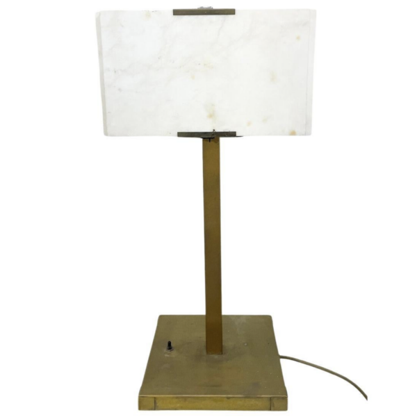 Mid-Century Modern Table Lamp Marble and Brass