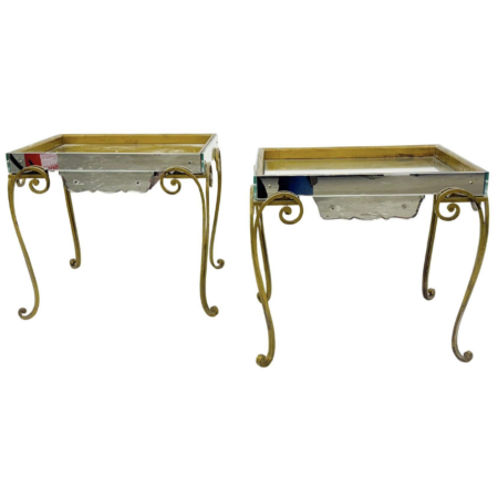 Pair of Side Tables, Glass and brass, 1940s