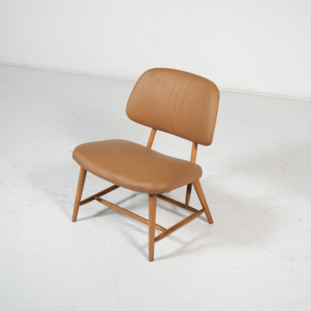 pair of "Teve" chairs in wood and leather by Alf Svensson, for Ljungs Industrier, 1950, Sweden