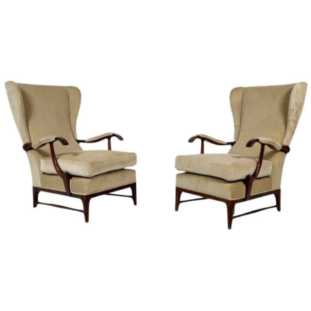 Mid-Century Modern Pair of Paolo Buffa Armchairs, 1950s - New Upholstery